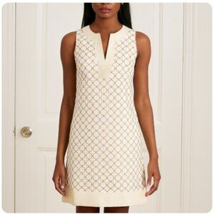 Gretchen Scott Designs Dress White Tan Casual Cotton Summer Womens Sz S